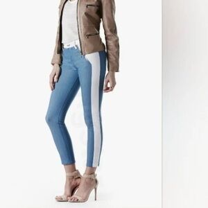7 For All Mankind Skinny Blue and White Colorblock Jeans Size 27 Denim!